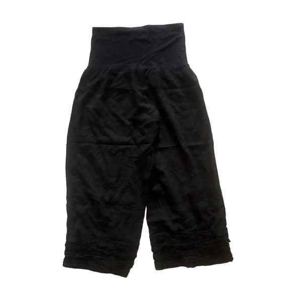 M L Baik Baik Honolulu Black Cropped Ruffle Bottom Wide Leg Pants Foldover Waist - Picture 5 of 5